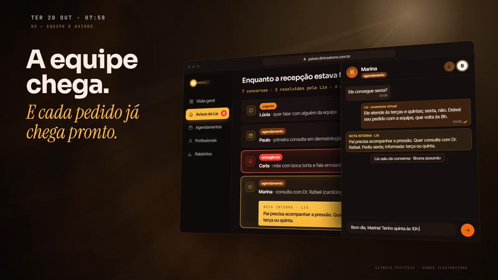 A equipe chega. E cada pedido já chega pronto.